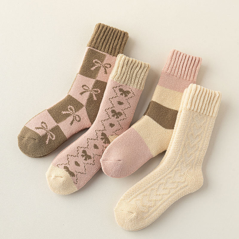 Cozy Elegance Vintage Cotton Socks - 2 Pairs