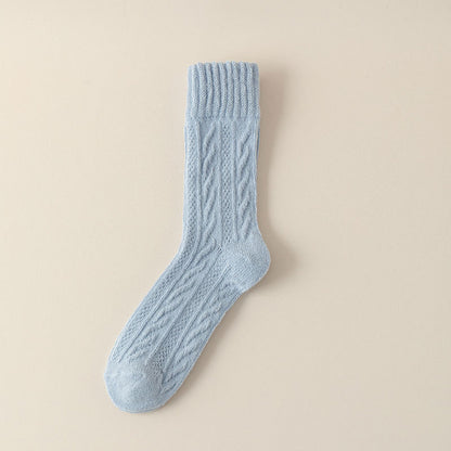 Cloud Bloom Pastel Cable-Knit Socks - 3 Pairs