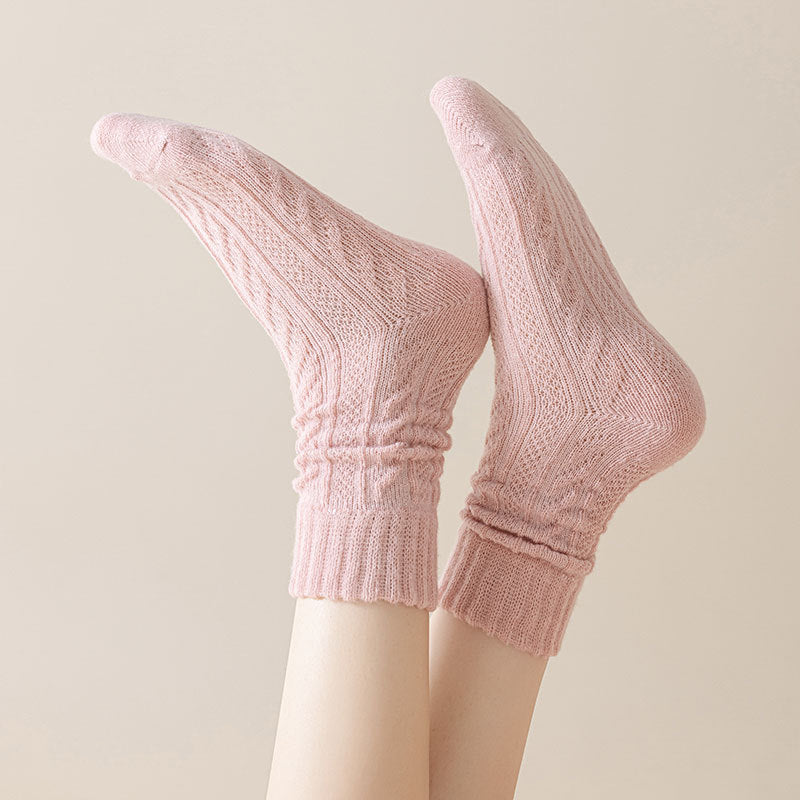 Cloud Bloom Pastel Cable-Knit Socks - 3 Pairs