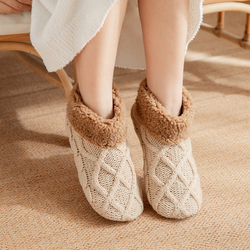 Unisex Non-slip Winter Slipper Socks Plain Colour