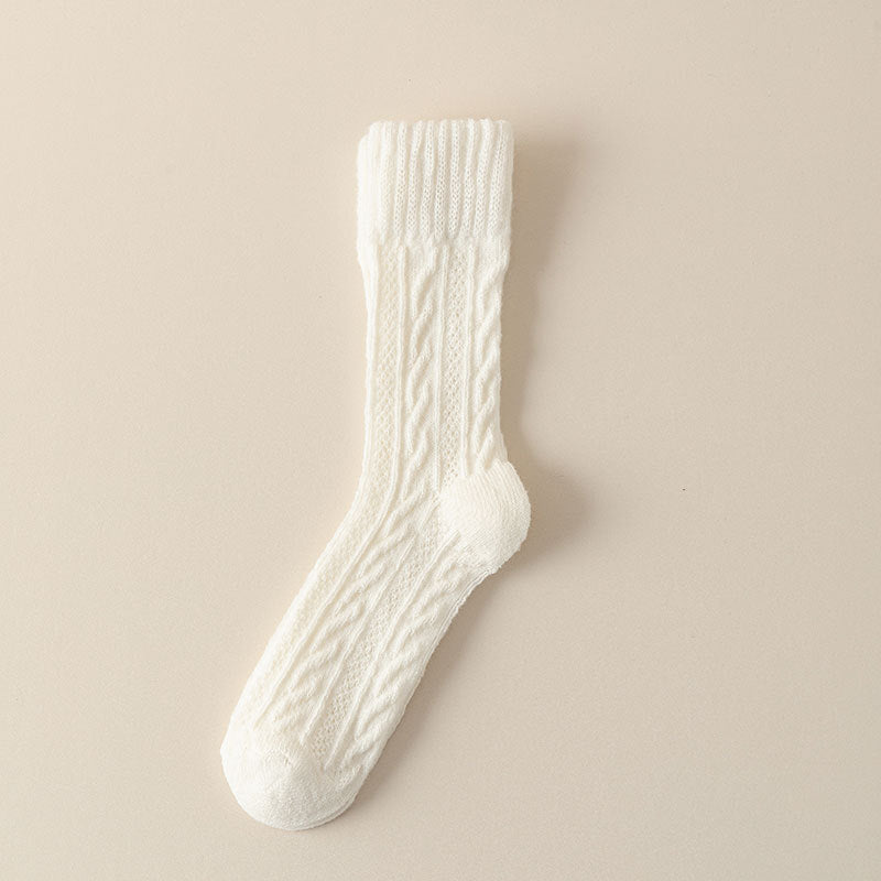 Cloud Bloom Pastel Cable-Knit Socks - 3 Pairs