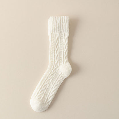 Cloud Bloom Pastel Cable-Knit Socks - 3 Pairs