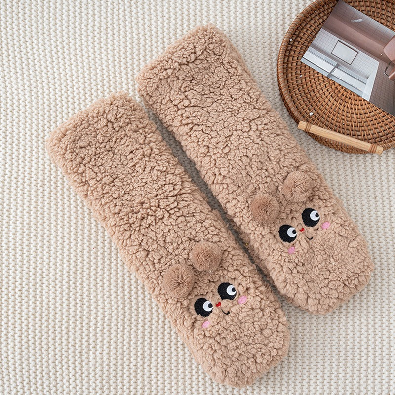Non-Slip Panda Plush Winter Slipper Socks