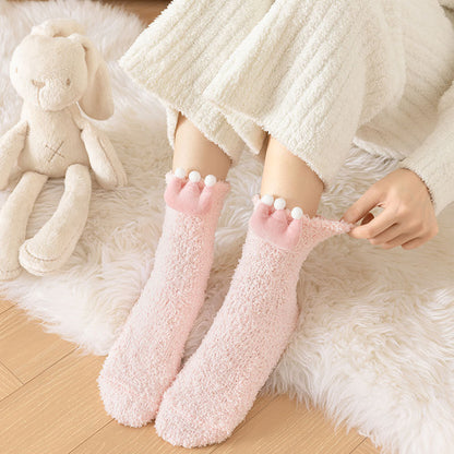 Royal Crown Coral Fleece Socks - 3 Pairs