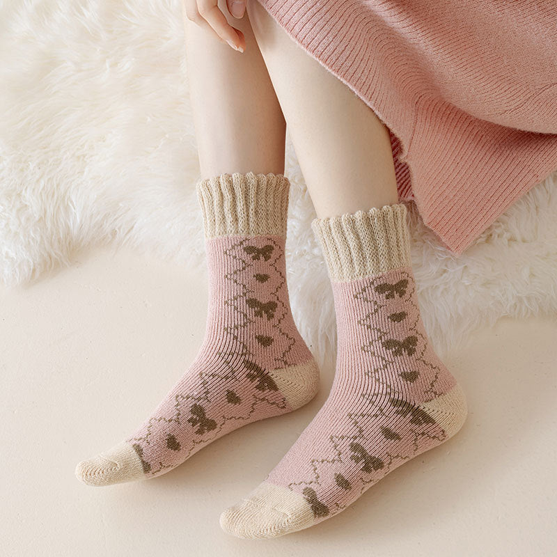 Cozy Elegance Vintage Cotton Socks - 2 Pairs