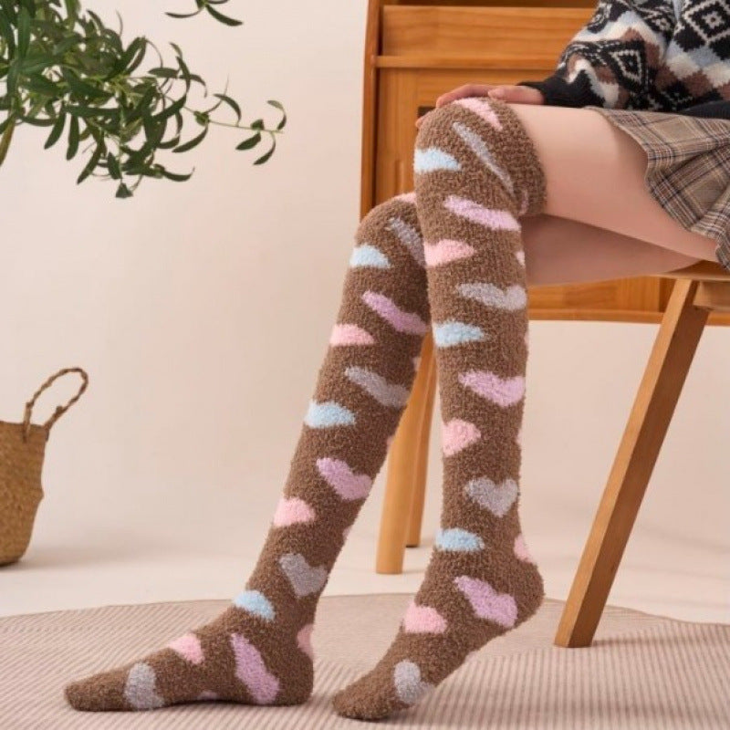 Cloudy Heart Fleece Lounge Socks - 2 Pairs