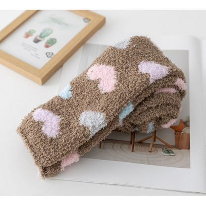 Cloudy Heart Fleece Lounge Socks - 2 Pairs