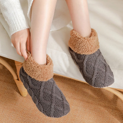 Unisex Non-slip Winter Slipper Socks Plain Colour