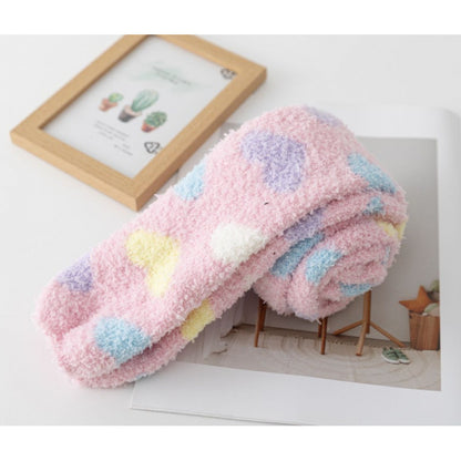Cloudy Heart Fleece Lounge Socks - 2 Pairs