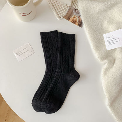 Classic Cable-Knit Wool Socks - 2 Pairs
