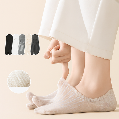 Women’s Split Toe Cotton No Show Socks – Breathable &amp; Anti-Slip - 3 Pairs