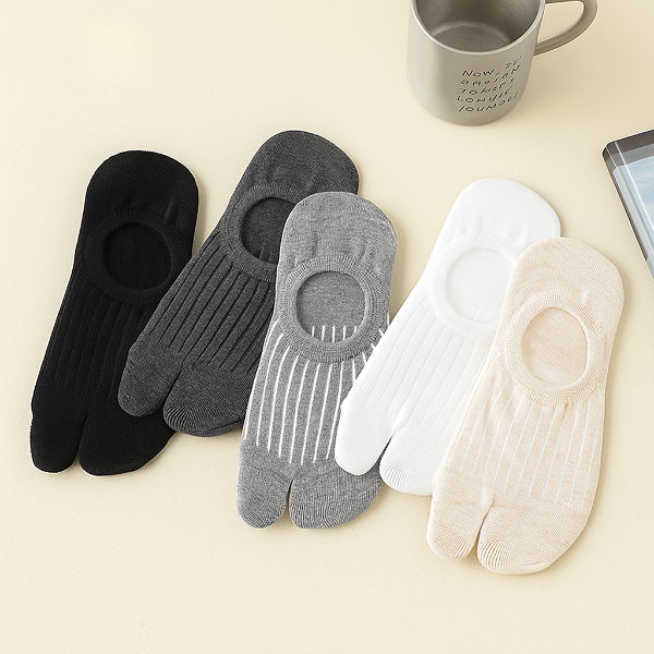 Women’s Split Toe Cotton No Show Socks – Breathable &amp; Anti-Slip - 3 Pairs