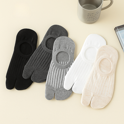 Women’s Split Toe Cotton No Show Socks – Breathable &amp; Anti-Slip - 3 Pairs