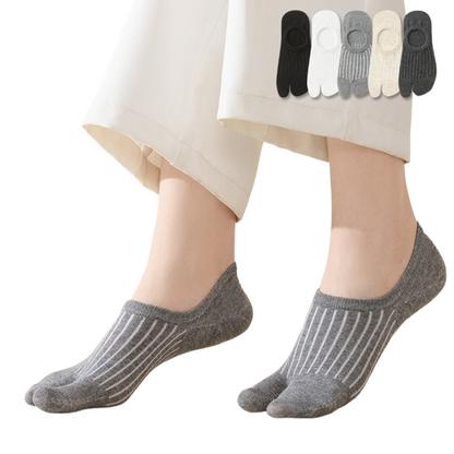 Women’s Split Toe Cotton No Show Socks – Breathable &amp; Anti-Slip - 3 Pairs
