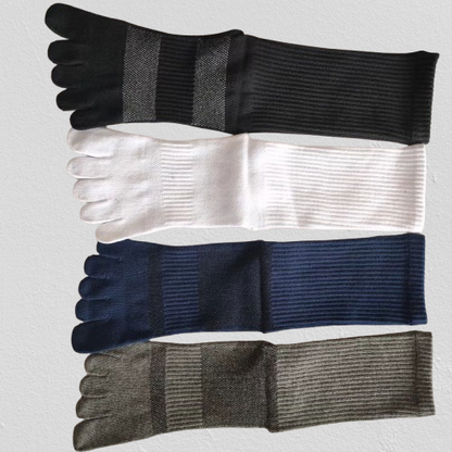 Essential Cotton Five Toe Crew Socks – Breathable Comfort for Everyday Wear - 3 Pairs