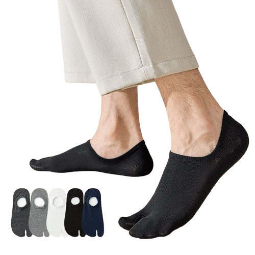 Men’s Split Two-Toe No-Show Socks – Anti-Slip Heel Grip