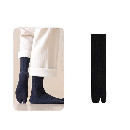 Men’s Cotton Split Toe Crew Socks – Comfortable Tabi Style - 3 Pairs