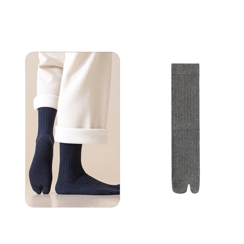 Men’s Cotton Split Toe Crew Socks – Comfortable Tabi Style - 3 Pairs