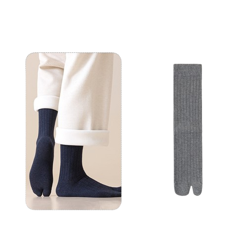 Men’s Cotton Split Toe Crew Socks – Comfortable Tabi Style - 3 Pairs