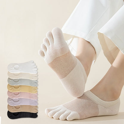 Women’s Breathable Cotton Five Toe No Show Socks – Anti-Slip Liner - 3 Pairs