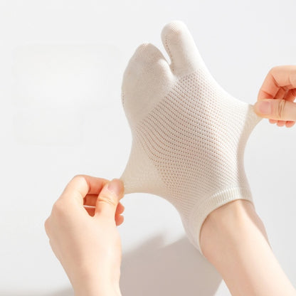 Women’s Split Toe Mesh Low Cut Socks – Breathable Summer Cotton - 3 Pairs
