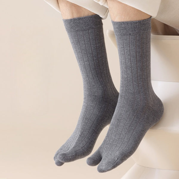 Men’s Cotton Split Toe Crew Socks – Comfortable Tabi Style - 3 Pairs