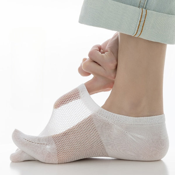 Men’s Breathable Cotton Five Toe No Show Socks – Anti-Slip Liner - 3 Pairs