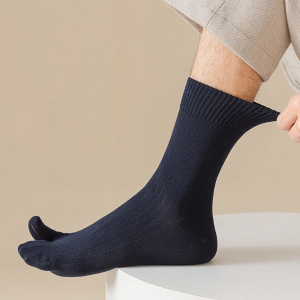 Men’s Split Toe Crew Socks – Comfortable Tabi Style Cotton Socks - 3 Pairs