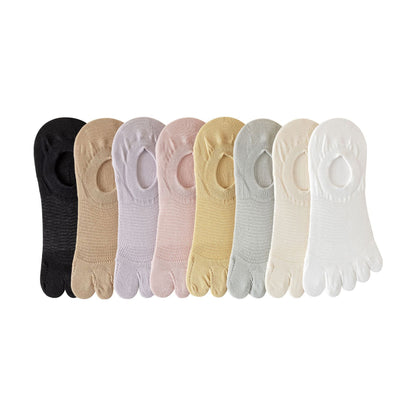 Women’s Breathable Cotton Five Toe No Show Socks – Anti-Slip Liner - 3 Pairs