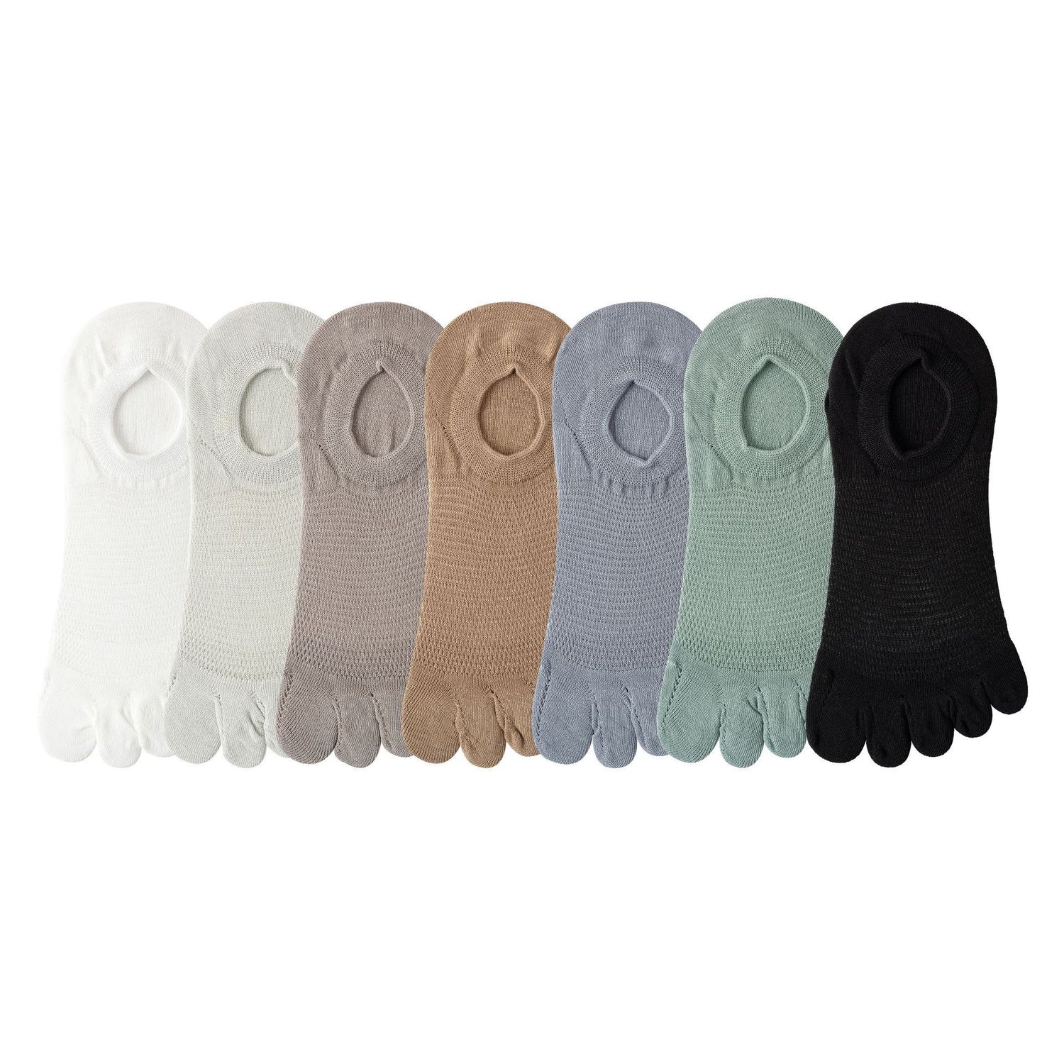 Men’s Breathable Cotton Five Toe No Show Socks – Anti-Slip Liner - 3 Pairs