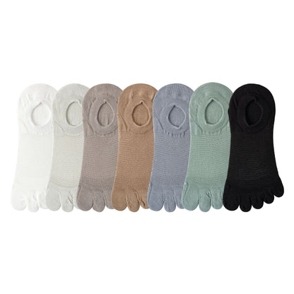 Men’s Breathable Cotton Five Toe No Show Socks – Anti-Slip Liner - 3 Pairs