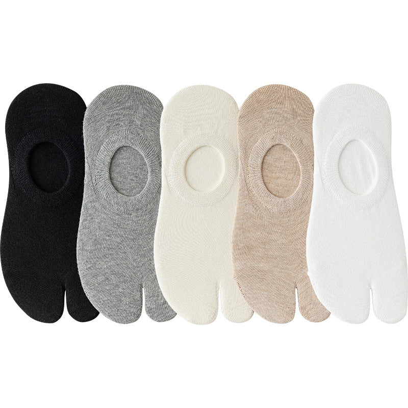 Women’s Split Toe No-Show Socks – Breathable Cotton Comfort - 3 Pairs
