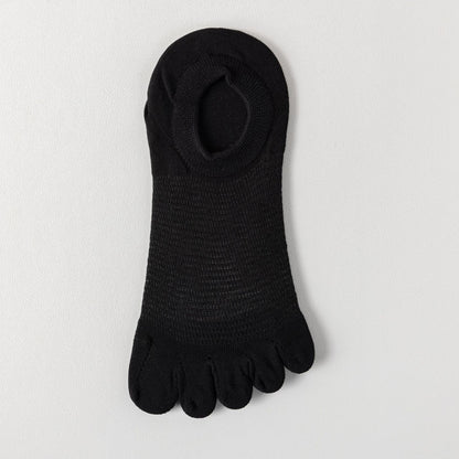 Men’s Breathable Cotton Five Toe No Show Socks – Anti-Slip Liner - 3 Pairs