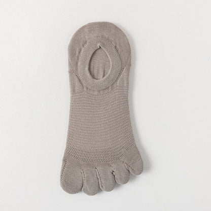 Men’s Breathable Cotton Five Toe No Show Socks – Anti-Slip Liner - 3 Pairs