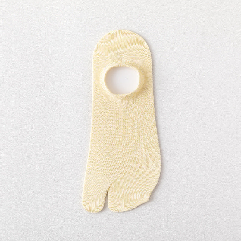 Women’s Split Toe Mesh Low Cut Socks – Breathable Summer Cotton - 3 Pairs