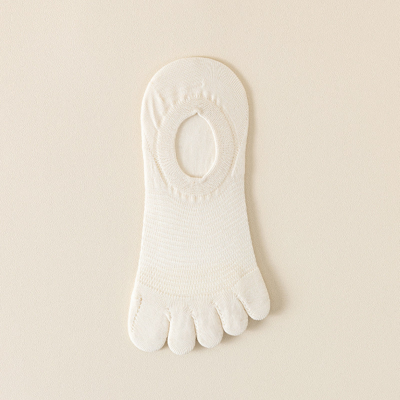 Women’s Breathable Cotton Five Toe No Show Socks – Anti-Slip Liner - 3 Pairs