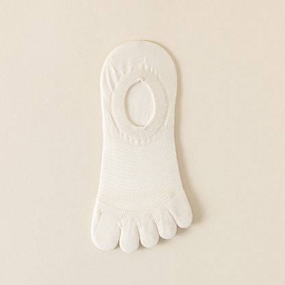 Women’s Breathable Cotton Five Toe No Show Socks – Anti-Slip Liner - 3 Pairs