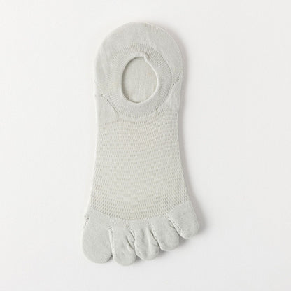 Men’s Breathable Cotton Five Toe No Show Socks – Anti-Slip Liner - 3 Pairs