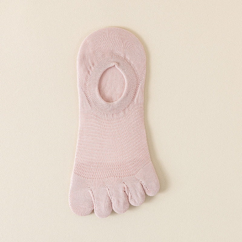 Women’s Breathable Cotton Five Toe No Show Socks – Anti-Slip Liner - 3 Pairs