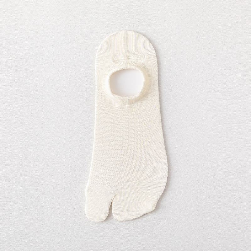 Women’s Split Toe Mesh Low Cut Socks – Breathable Summer Cotton - 3 Pairs