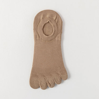 Men’s Breathable Cotton Five Toe No Show Socks – Anti-Slip Liner - 3 Pairs