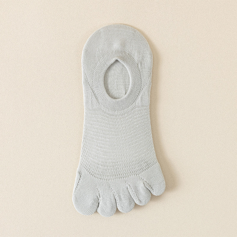 Women’s Breathable Cotton Five Toe No Show Socks – Anti-Slip Liner - 3 Pairs