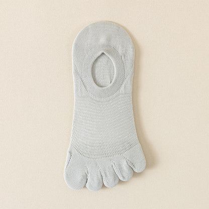 Women’s Breathable Cotton Five Toe No Show Socks – Anti-Slip Liner - 3 Pairs