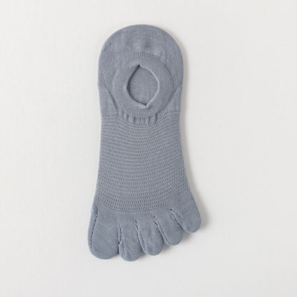 Men’s Breathable Cotton Five Toe No Show Socks – Anti-Slip Liner - 3 Pairs