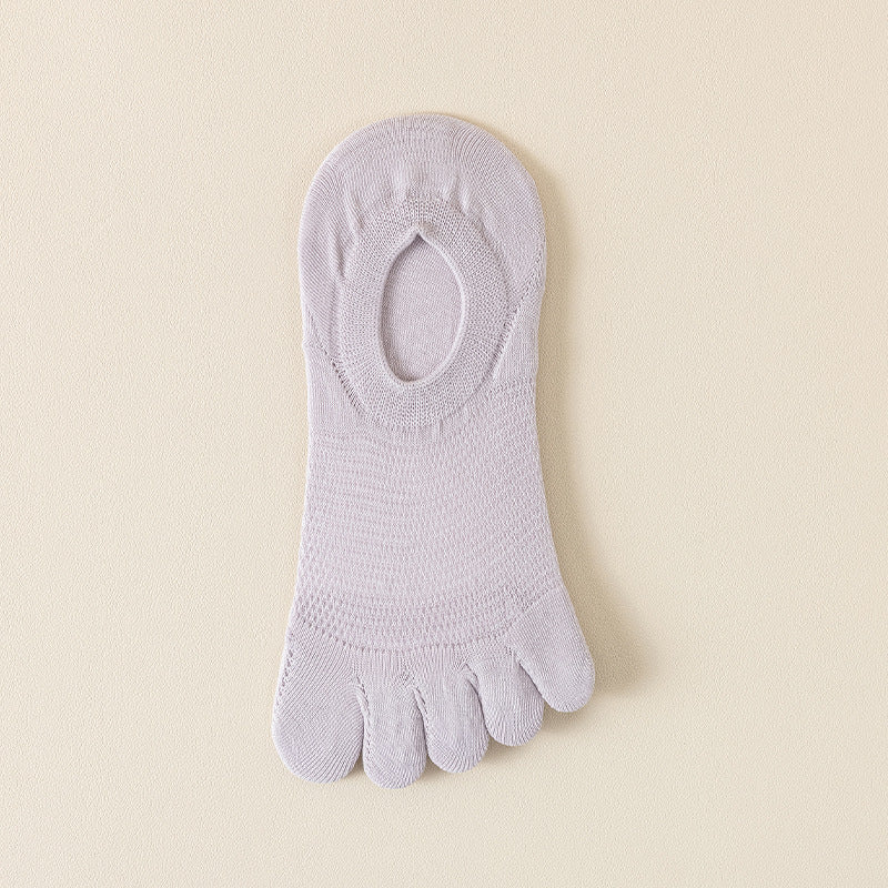 Women’s Breathable Cotton Five Toe No Show Socks – Anti-Slip Liner - 3 Pairs