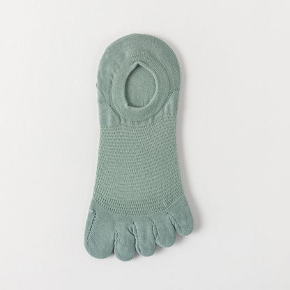 Men’s Breathable Cotton Five Toe No Show Socks – Anti-Slip Liner - 3 Pairs