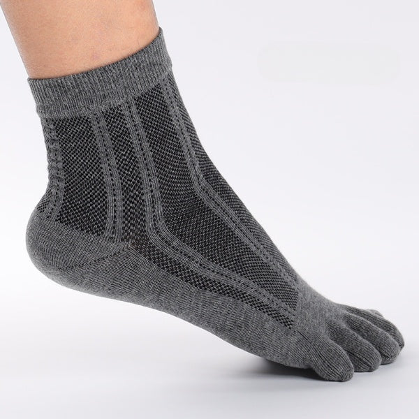 Breeze Mesh Men’s Breathable Five-Toe Crew Socks - 3 Pairs