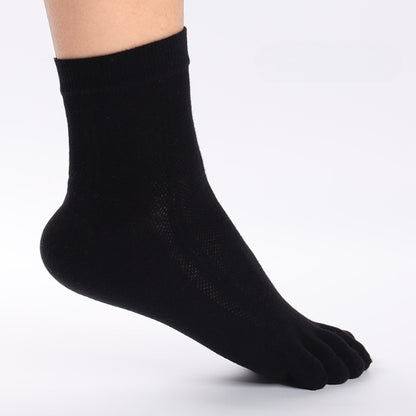 Breeze Mesh Men’s Breathable Five-Toe Crew Socks - 3 Pairs
