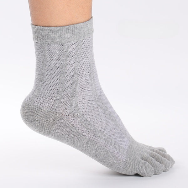 Breeze Mesh Men’s Breathable Five-Toe Crew Socks - 3 Pairs