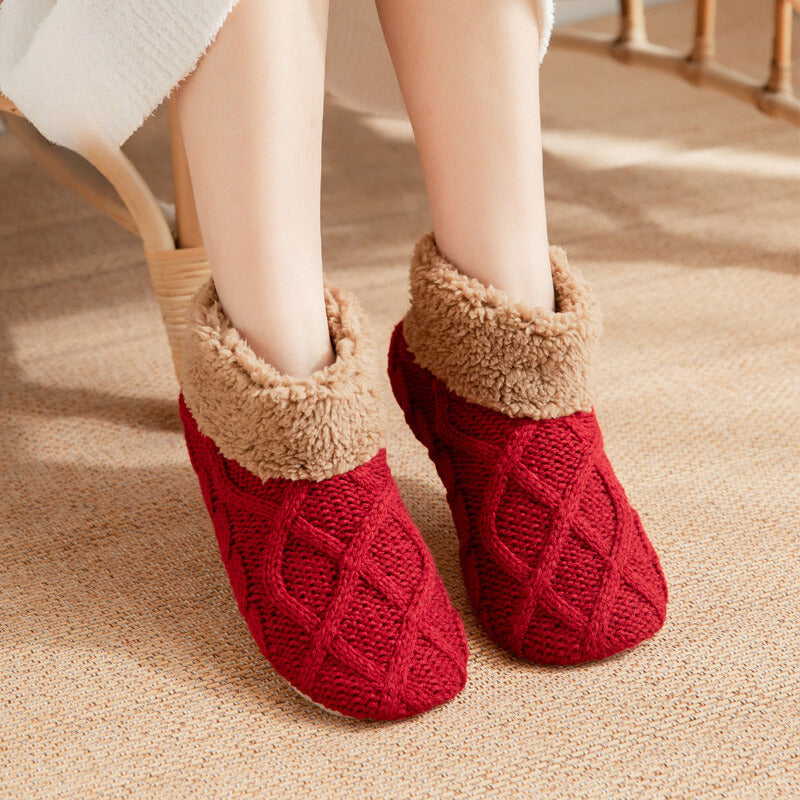 Unisex Non-slip Winter Slipper Socks Plain Colour